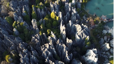 大自然的奇迹,中国最美石林,航拍昆明石林风景区
